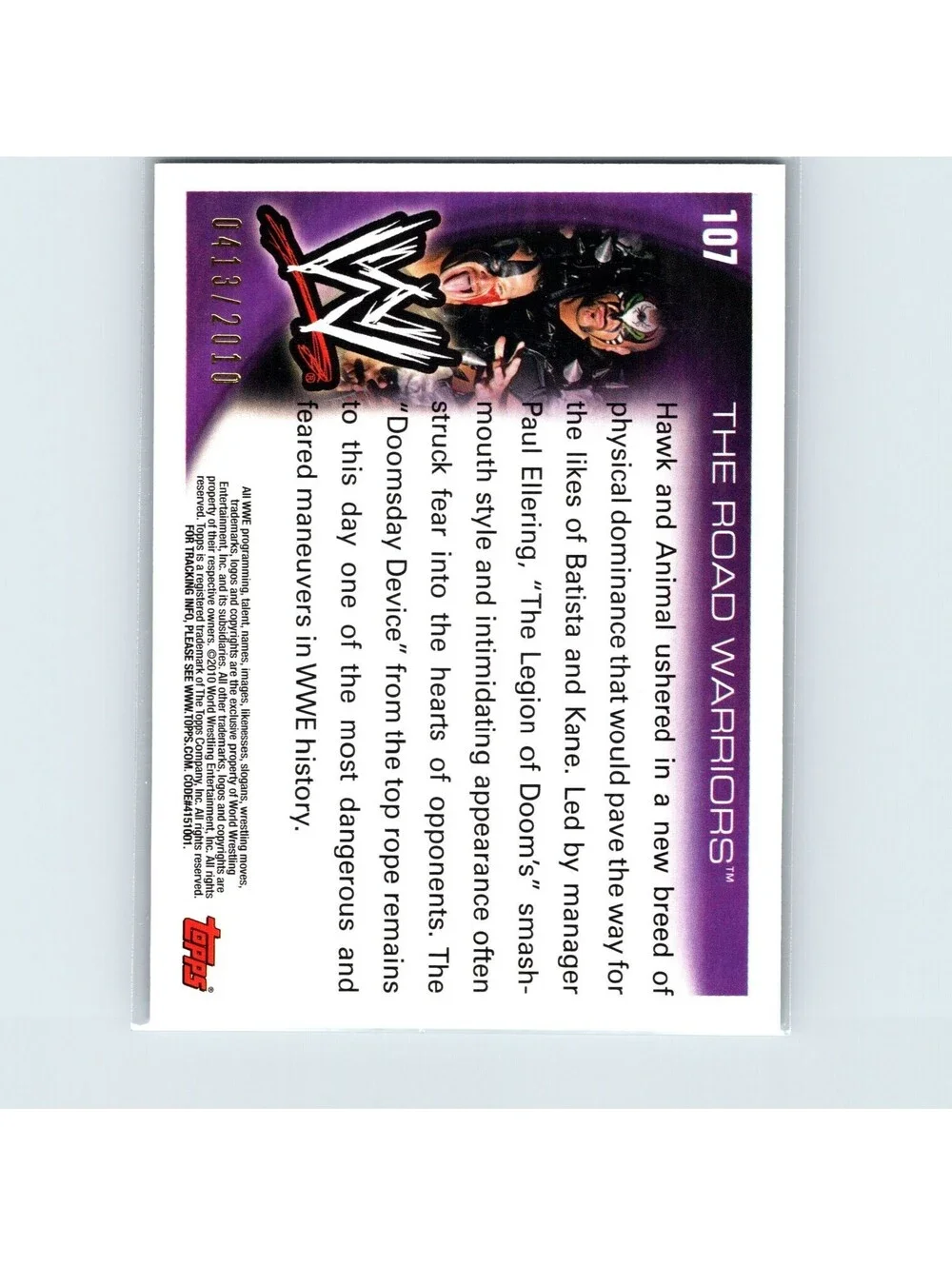 2010 Topps WWE The Road Warriors #107 Blue #/2010